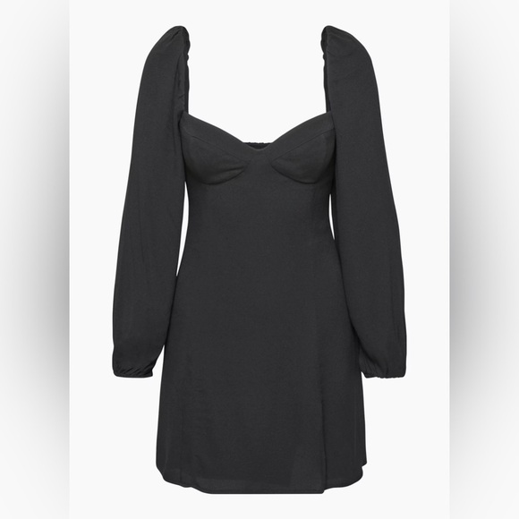 Aritzia Wilfred Novella Puff Long Sleeve Mini Dress in Black - Picture 1 of 12